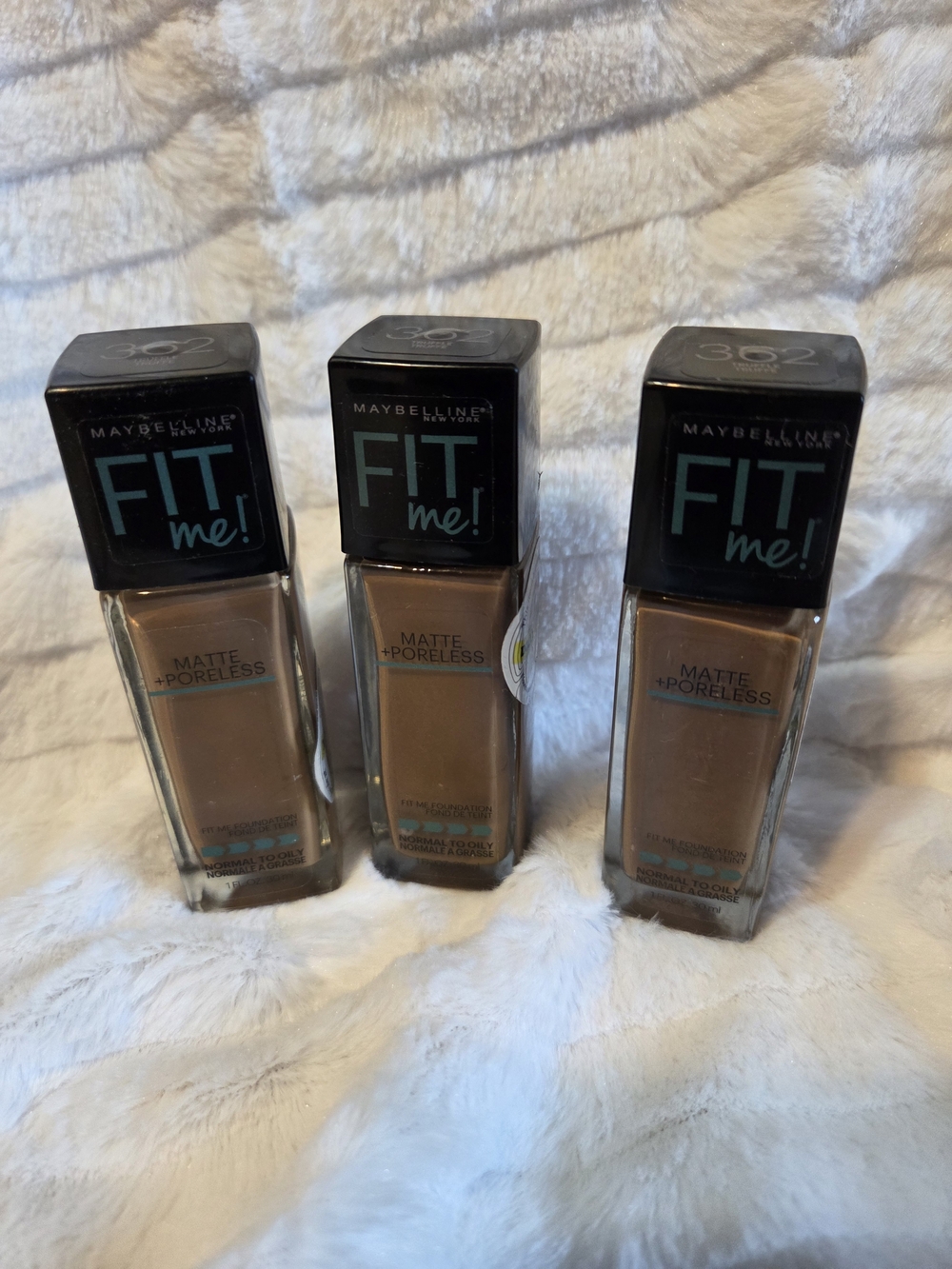 Maybelline Fit Me Matte + Poreless Foundation - Truffle 362 Lot Of 3